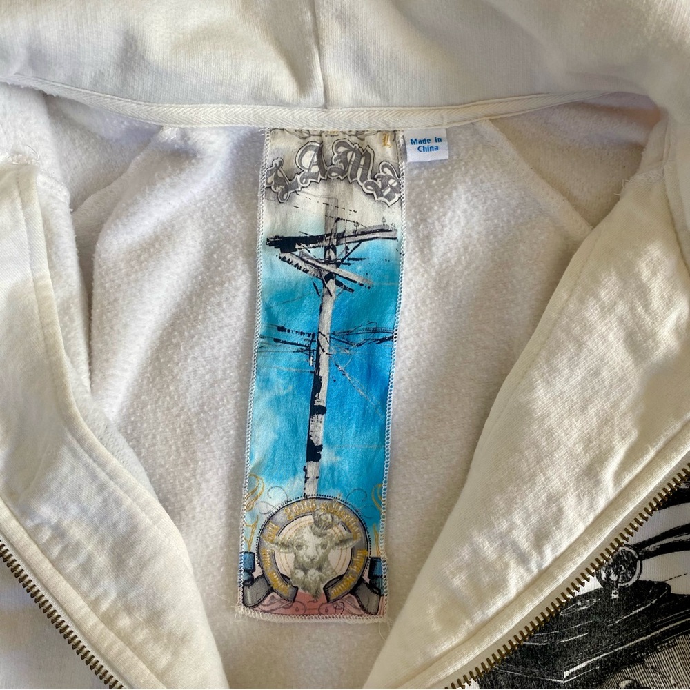 L.A.M.B. Gwen Stefani Vintage Y2K White Gramophone Zip-Up Hoodie - Picture 4 of 12